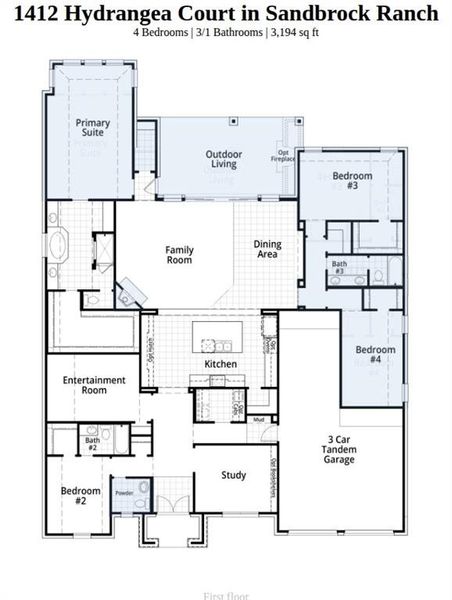 2D floor plan layout of this home in Sandbrock Ranch, Aubrey, TX (Image 2). 2D floor plan layout of this home in Sandbrock Ranch, Aubrey, TX (Image 2).