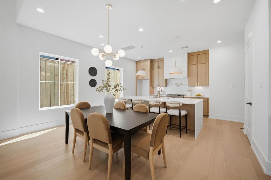 Dining area with a seamless connection to the kitchen.