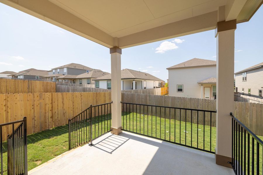 Exterior details and patio area of a home in Sonterra - Cool Water, Jarrell (Image 18).