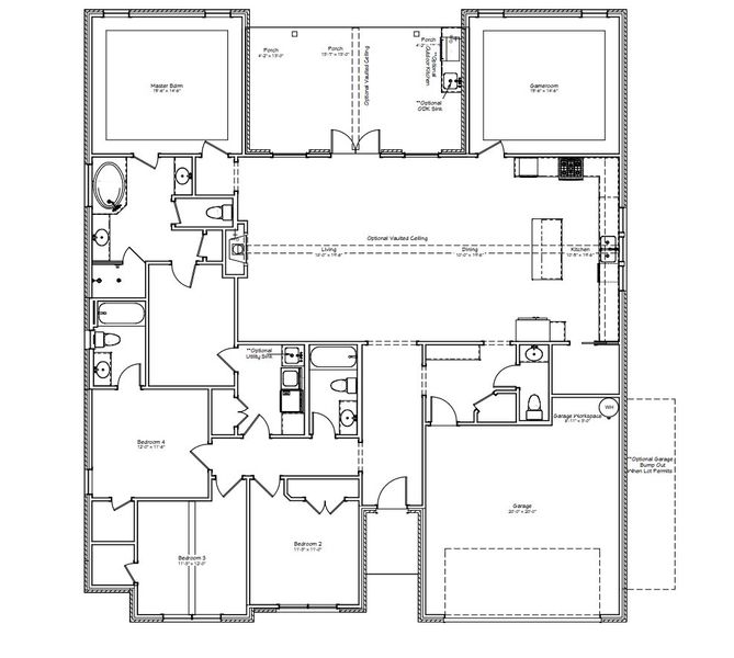 2D floor plan layout for the The Kaylee by Reece Homes in Greens Prairie Reserve, College Station, TX (Image 5). 2D floor plan layout for the The Kaylee by Reece Homes in Greens Prairie Reserve, College Station, TX (Image 5).