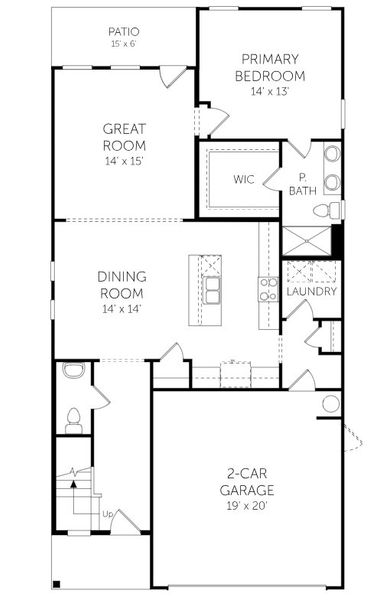 2D floor plan layout for the Intrigue - Single Family Homes by Dream Finders Homes in Brantley Place, Sanford, NC (Image 3).