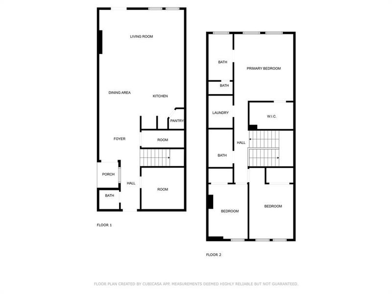 Floor plan of the home, first and second floors.