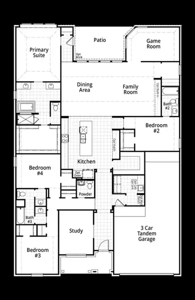 2D floor plan layout for the Ramsey by Highland Homes in Ridge Crossing, Waxahachie, TX (Image 5).