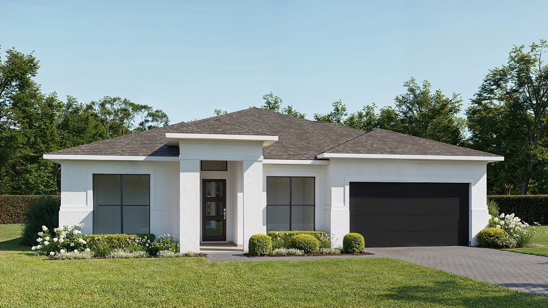Representative exterior photo of a completed home built from the 2957F by Perry Homes in Glynlea Country Club 60', Port St. Lucie, FL (Image 1).