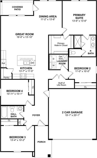 The Goldenrod II floor plan by K. Hovnanian Homes. 1st Floor shown. *Prices, plans, dimensions, features, specifications, materials, and availability of homes or communities are subject to change without notice or obligation.