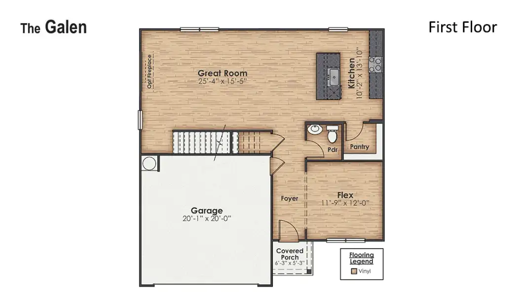 2D floor plan layout of this home in Saltgrass Landing, Winnabow, NC (Image 4).