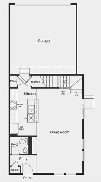 2D floor plan layout for the Plan 1672 Modeled by KB Home in The Nest Villas at Canyon Creek, Erie, CO (Image 11).