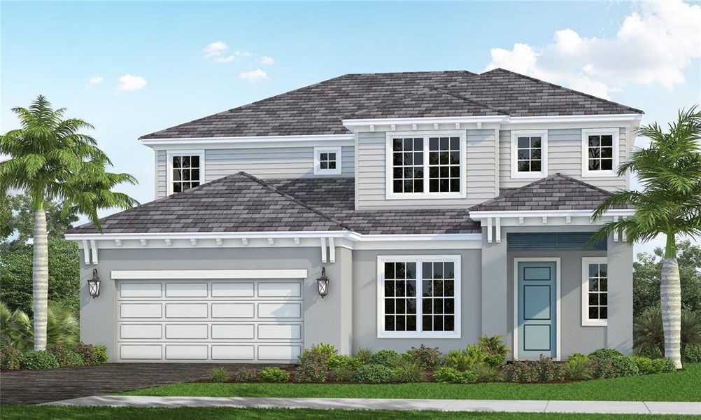 Front exterior of a new home in , Sarasota, FL, highlighting curb appeal (Image 1). Front exterior of a new home in , Sarasota, FL, highlighting curb appeal (Image 1).