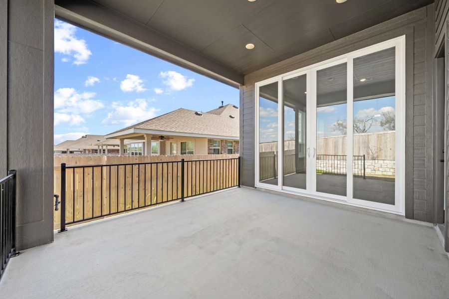 Balcony with a ceiling fan