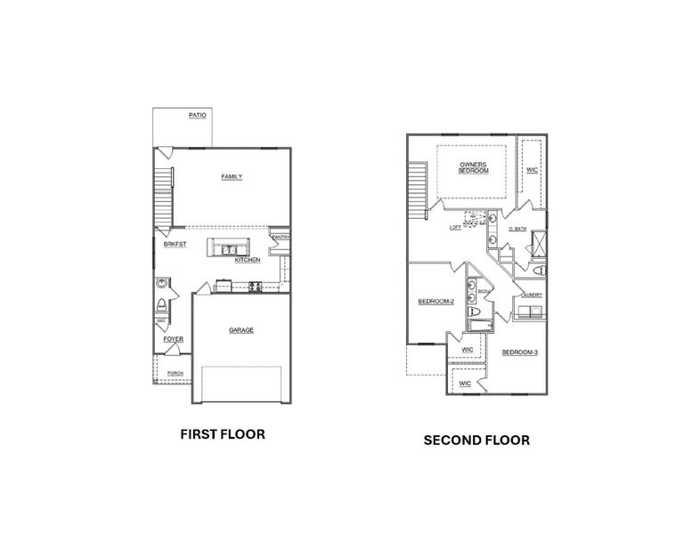 2D floor plan layout of this home in Hitchcock Preserve 43', Aiken, SC (Image 2).