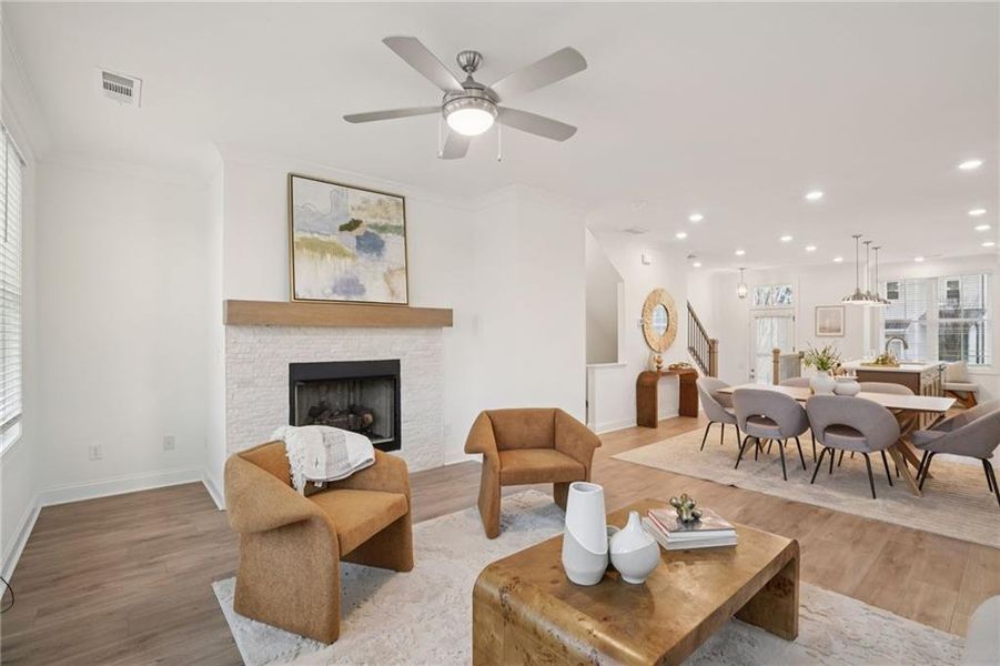 Furnished interior view inside a new home in Palisades Townhomes, Cumming (Image 23). Furnished interior view inside a new home in Palisades Townhomes, Cumming (Image 23).