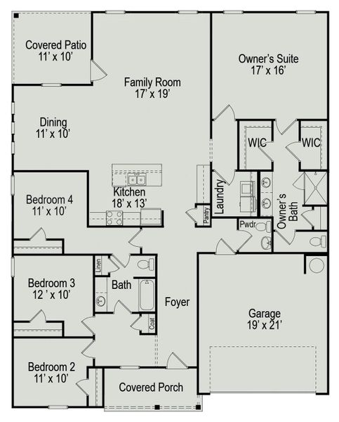 2D floor plan layout of this home in Sierra Vista 60's, Iowa Colony, TX (Image 2).