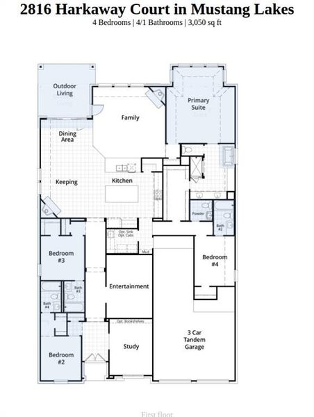 2D floor plan layout of this home in Mustang Lakes, Celina, TX (Image 3).