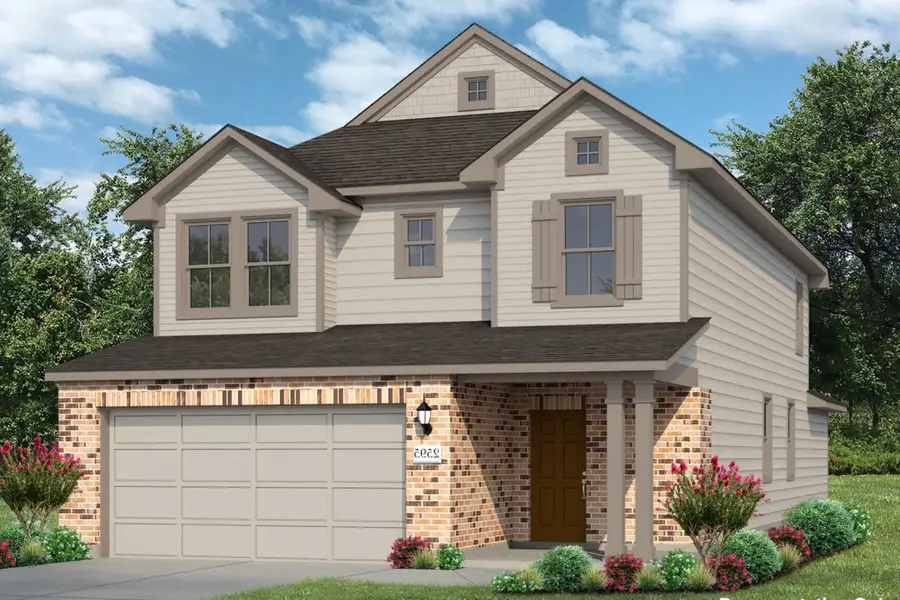 Front exterior of a new home in Azalea, Pattison, TX, highlighting curb appeal (Image 1). Front exterior of a new home in Azalea, Pattison, TX, highlighting curb appeal (Image 1).