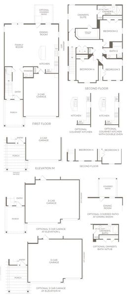 2D floor plan layout for the Lyric 3-Car by Milestone Community Builders in Porter Country, Buda, TX (Image 3).