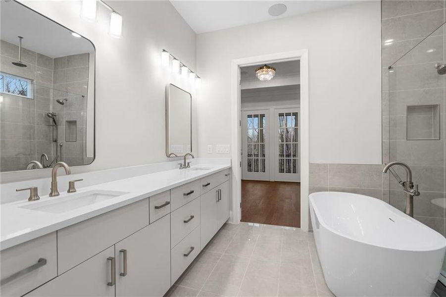 Furnished interior view inside a new home in Waterside Single Family, Peachtree Corners (Image 15). Furnished interior view inside a new home in Waterside Single Family, Peachtree Corners (Image 15).