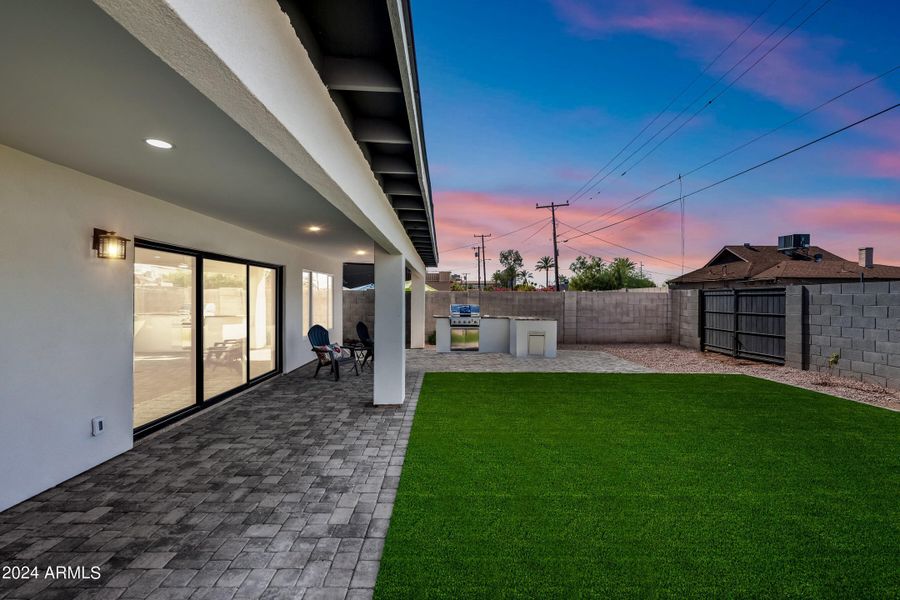 backyard with built in BBQ