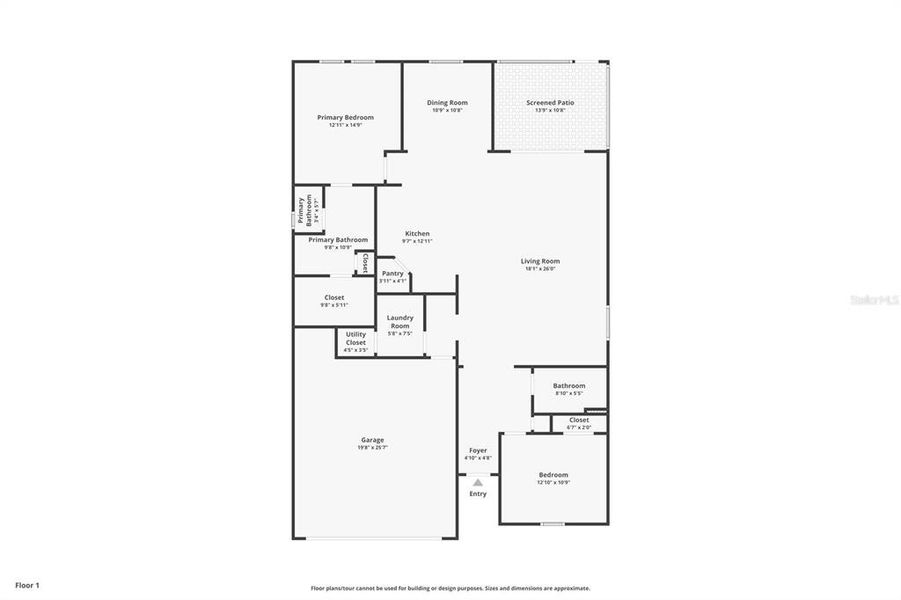 2D floor plan layout of this home in Angeline Active Adult, Land O' Lakes, FL (Image 5).