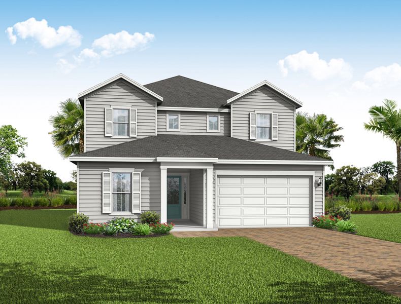 Representative exterior photo of a completed home built from the Scarlett by Riverside Homes in Mariposa at EverRange, Jacksonville, FL (Image 7). Representative exterior photo of a completed home built from the Scarlett by Riverside Homes in Mariposa at EverRange, Jacksonville, FL (Image 7).