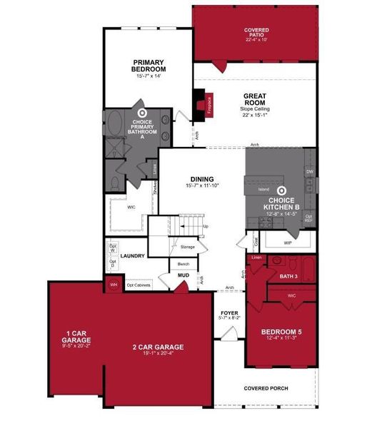 2D floor plan layout of this home in Brookville Estates: Brookville, Forney, TX (Image 2).