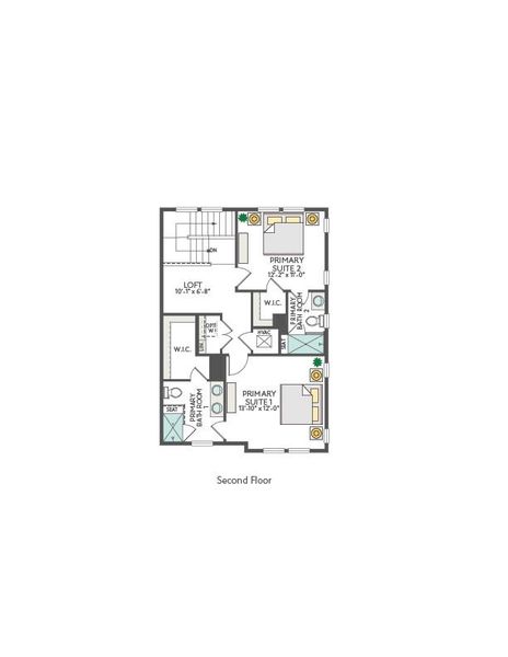 2D floor plan layout for the Scarbrough by Tri Pointe Homes in Paley Park at Easton Park, Austin, TX (Image 6). 2D floor plan layout for the Scarbrough by Tri Pointe Homes in Paley Park at Easton Park, Austin, TX (Image 6).