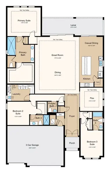 2D floor plan layout of this home in Coasterra Community Group Page, Palmetto, FL (Image 3).