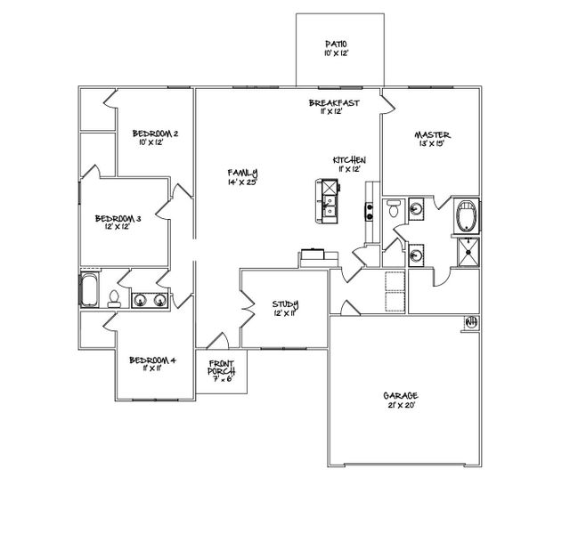 2D floor plan layout of this home in , Edgefield, SC (Image 2).