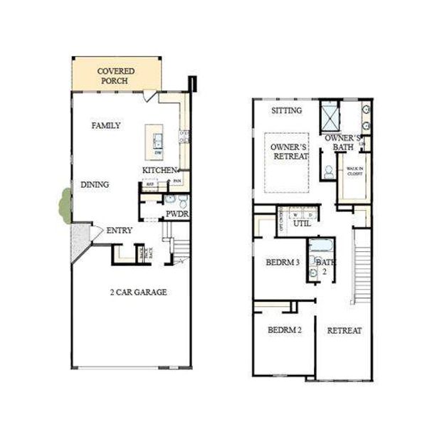 2D floor plan layout of this home in Westview Towns, Waxhaw, NC (Image 3).