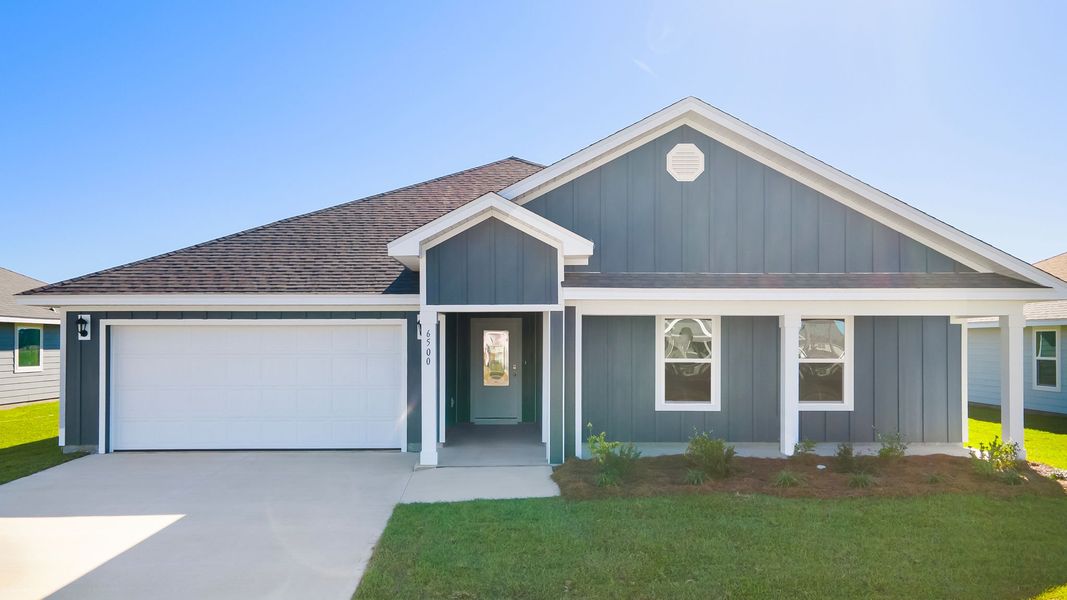 Representative exterior photo of a completed home built from the The Denton by D.R. Horton in Liberty, Panama City, FL (Image 19).