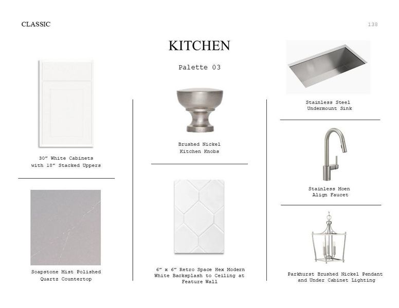 Classic Look Palette 3: Kitchen Selection Sheet (*Artist rendering used for illustration purposes only.)