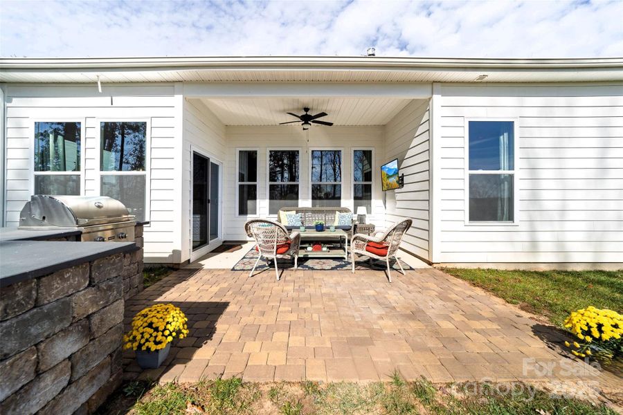 Enjoy the sunset views from the covered and paved patios