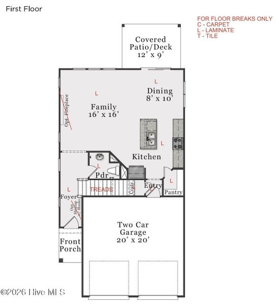 2D floor plan layout of this home in Coastal Haven, Leland, NC (Image 4).