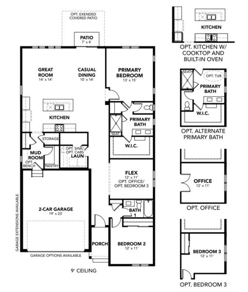 2D floor plan layout for the Belmont - Premier by Brightland Homes in Trevenna, Windsor, CO (Image 2).