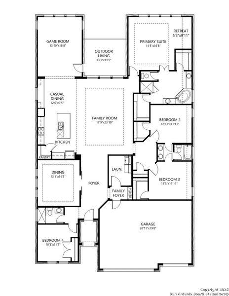 2D floor plan layout of this home in Haby Hill 60s, San Antonio, TX (Image 2).