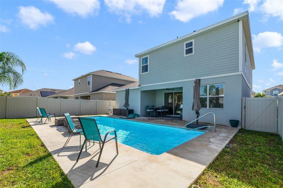 Outside your COVERED LANAI is the perfect place to relax poolside and the backyard is complete with native landscaping and a PRIVACY FENCE!