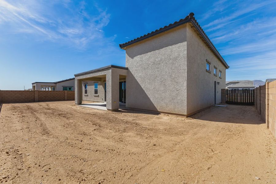 Exterior details and patio area of a home in Valencia at Granite Vista, Waddell (Image 20).
