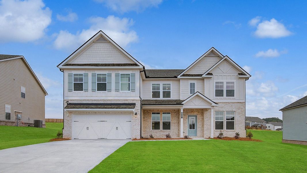 Representative exterior photo of a completed home built from the Clarity by DRB Homes in Grandview at Millers Mill, Stockbridge, GA (Image 18). Representative exterior photo of a completed home built from the Clarity by DRB Homes in Grandview at Millers Mill, Stockbridge, GA (Image 18).