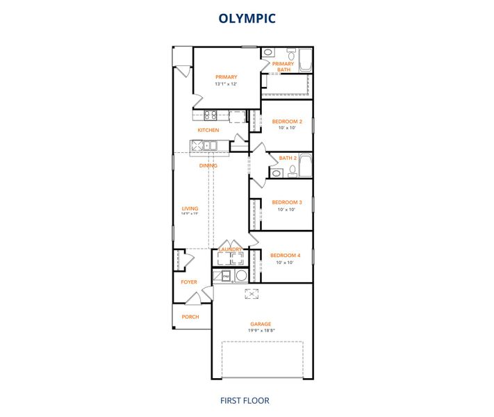 2D floor plan layout for the Olympic by National HomeCorp in Las Colinas, Kenedy, TX (Image 3). 2D floor plan layout for the Olympic by National HomeCorp in Las Colinas, Kenedy, TX (Image 3).