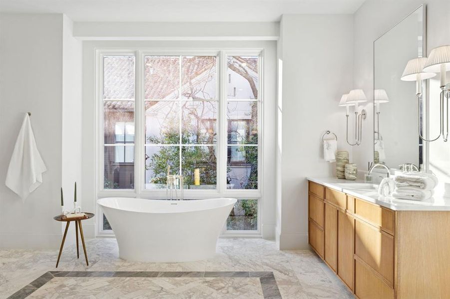 Furnished interior view inside a new home in Highland Park, Dallas (Image 32).