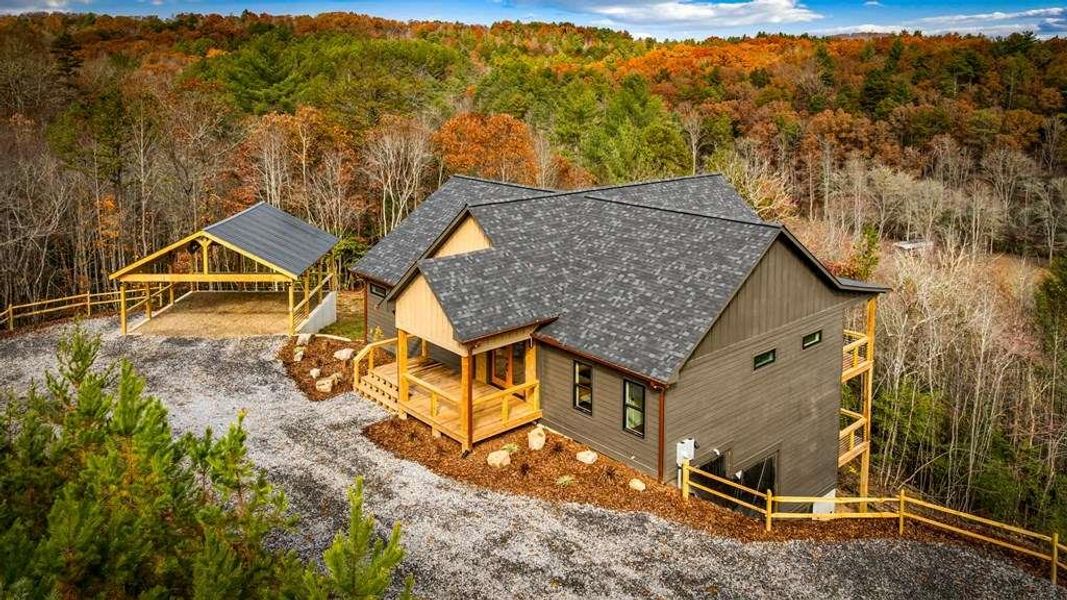 Exterior details and patio area of a home in , Mineral Bluff (Image 32).