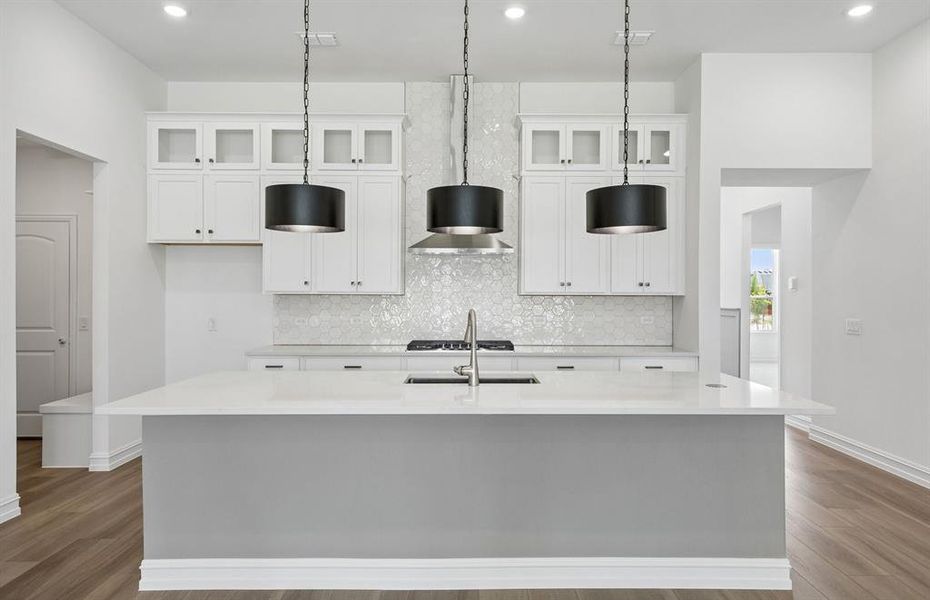 Kitchen with pendent lighting