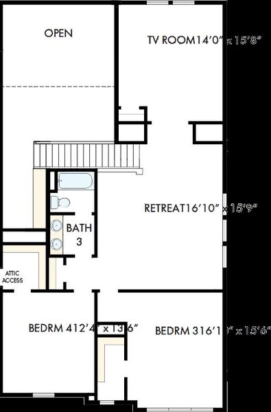 2D floor plan layout of this home in Grand Central Park - Ascent Collection, Conroe, TX (Image 3).