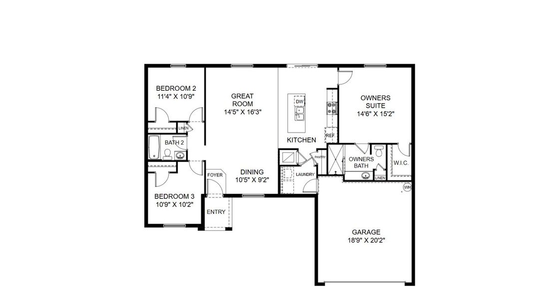 2D floor plan layout for the Clearwater by Holiday Builders in Port Charlotte, Port Charlotte, FL (Image 3).