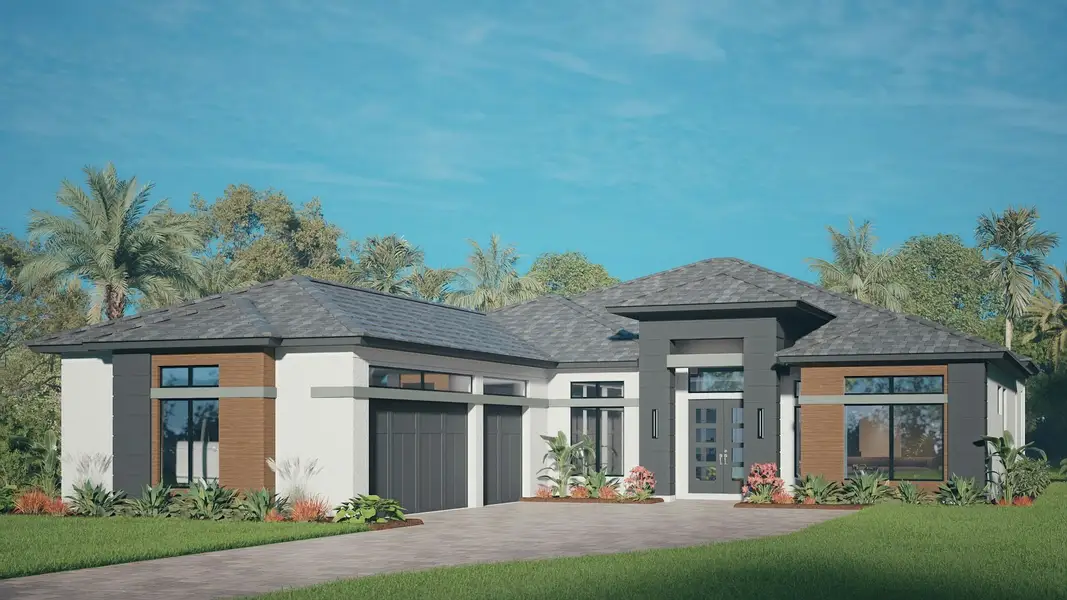 Representative exterior photo of a completed home built from the Artistry by GHO Homes in The Reserve at Grand Harbor, Vero Beach, FL (Image 1). Representative exterior photo of a completed home built from the Artistry by GHO Homes in The Reserve at Grand Harbor, Vero Beach, FL (Image 1).