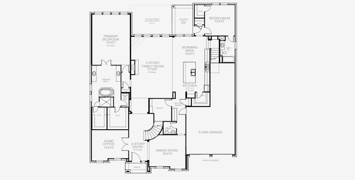 2D floor plan layout for the 4891W by Perry Homes in Lakes of Cane Island, Katy, TX (Image 3).