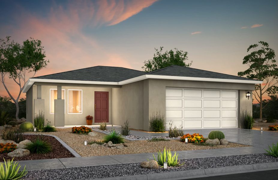 Representative exterior photo of a completed home built from the Harrison by View Homes in Rancho Desierto Bello, Horizon City, TX (Image 3).
