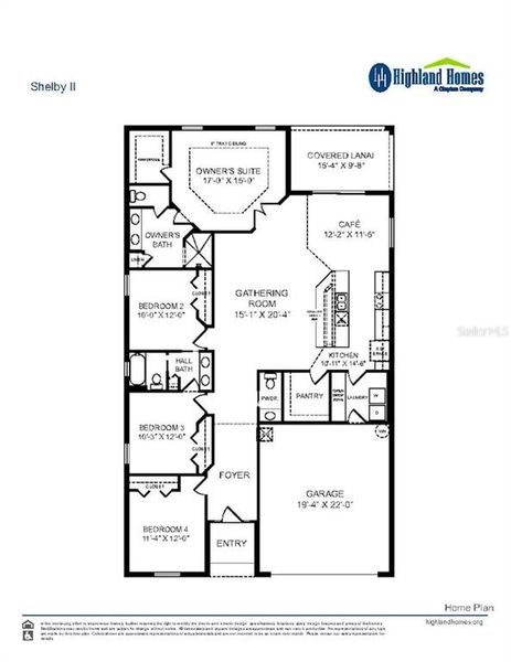 2D floor plan layout of this home in Ridgewood South, Riverview, FL (Image 2).