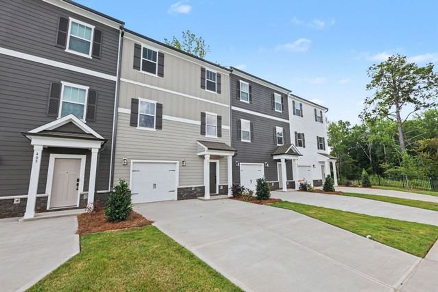 Representative exterior photo of a completed home built from the Darlow TH by True Homes in Penley Place Townhomes, Clover, SC (Image 2). Representative exterior photo of a completed home built from the Darlow TH by True Homes in Penley Place Townhomes, Clover, SC (Image 2).