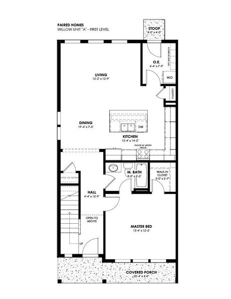 2D floor plan layout for the Willow by Hartford Homes in Prairie Song Cottages, Windsor, CO (Image 3). 2D floor plan layout for the Willow by Hartford Homes in Prairie Song Cottages, Windsor, CO (Image 3).