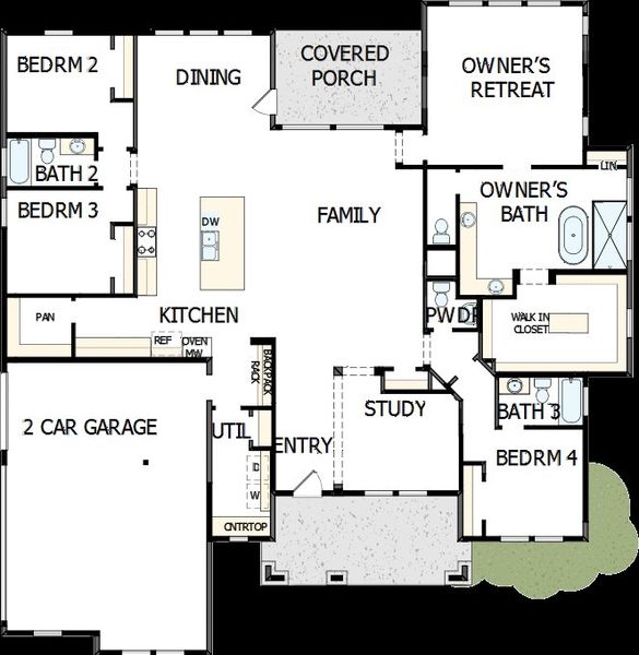 2D floor plan layout of this home in Leander Estates, Leander, TX (Image 4). 2D floor plan layout of this home in Leander Estates, Leander, TX (Image 4).
